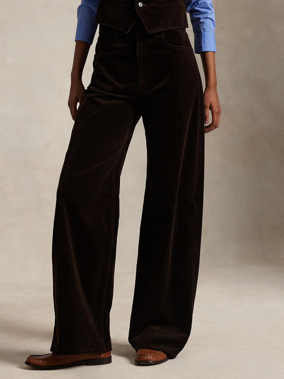 Mörkbruna Wide-leg Manchesterbyxor - Polo Ralph Lauren