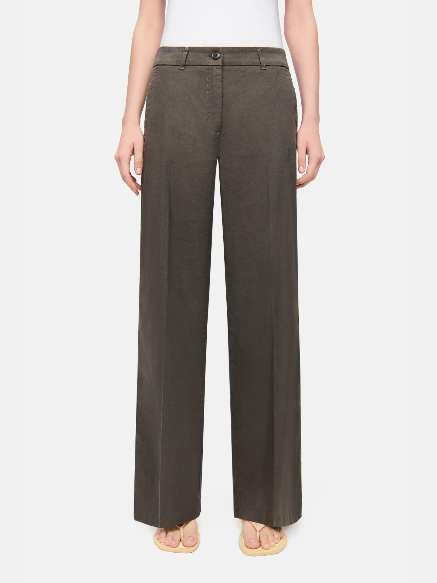 Mörkgrön Adrienne Rak Linnebyxa - Cambio