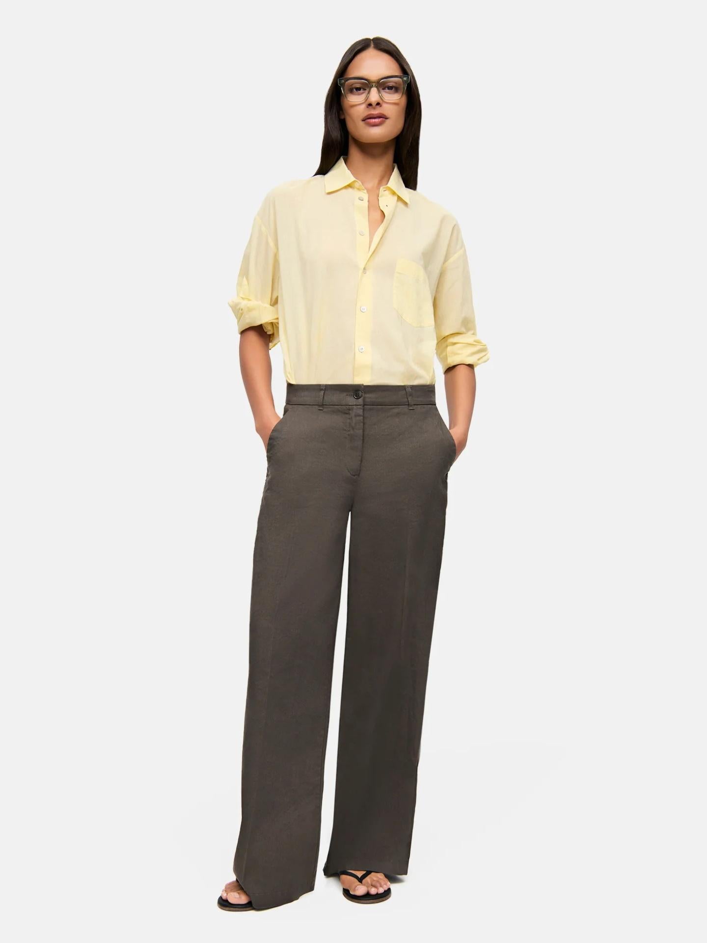 Mörkgrön Adrienne Rak Linnebyxa - Cambio