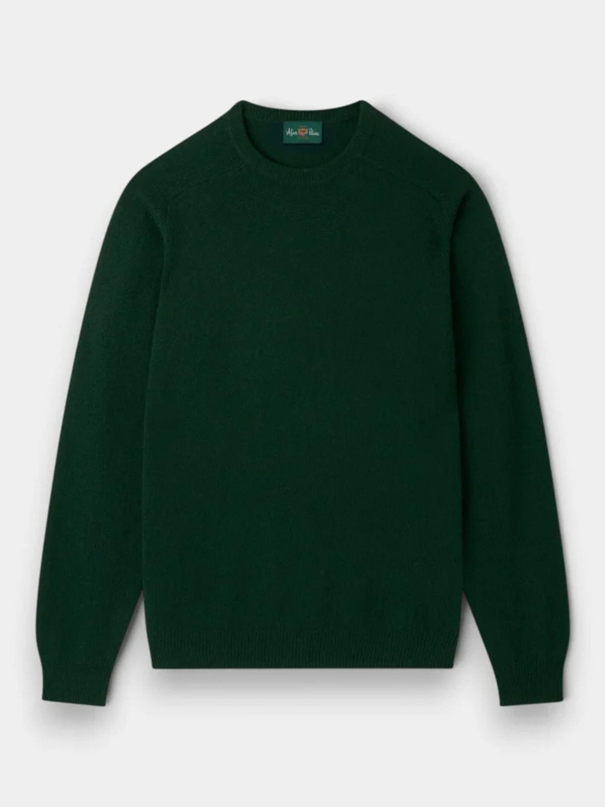 Mörkgrön Crew Neck Lammullströja - Alan Paine