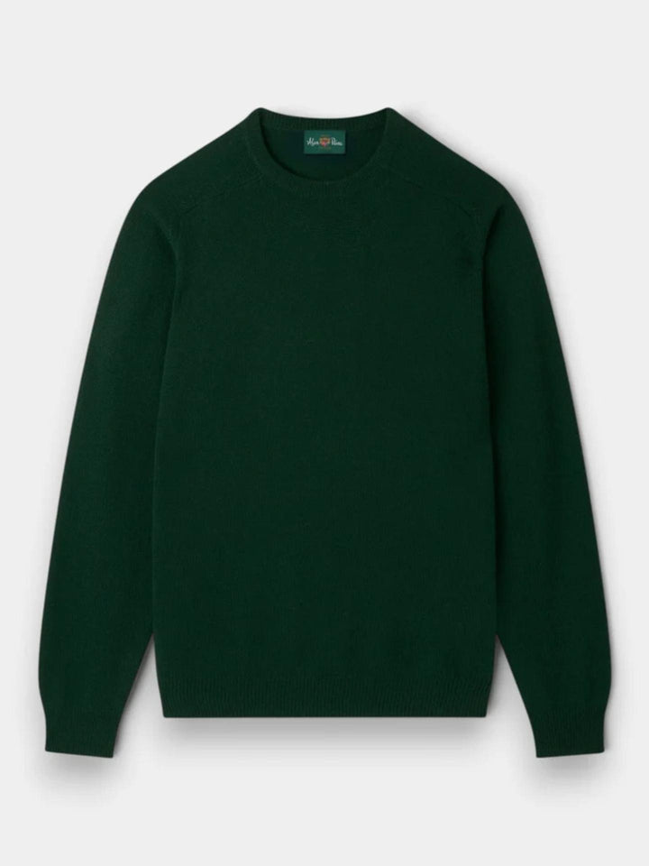 Mörkgrön Crew Neck Lammullströja - Alan Paine