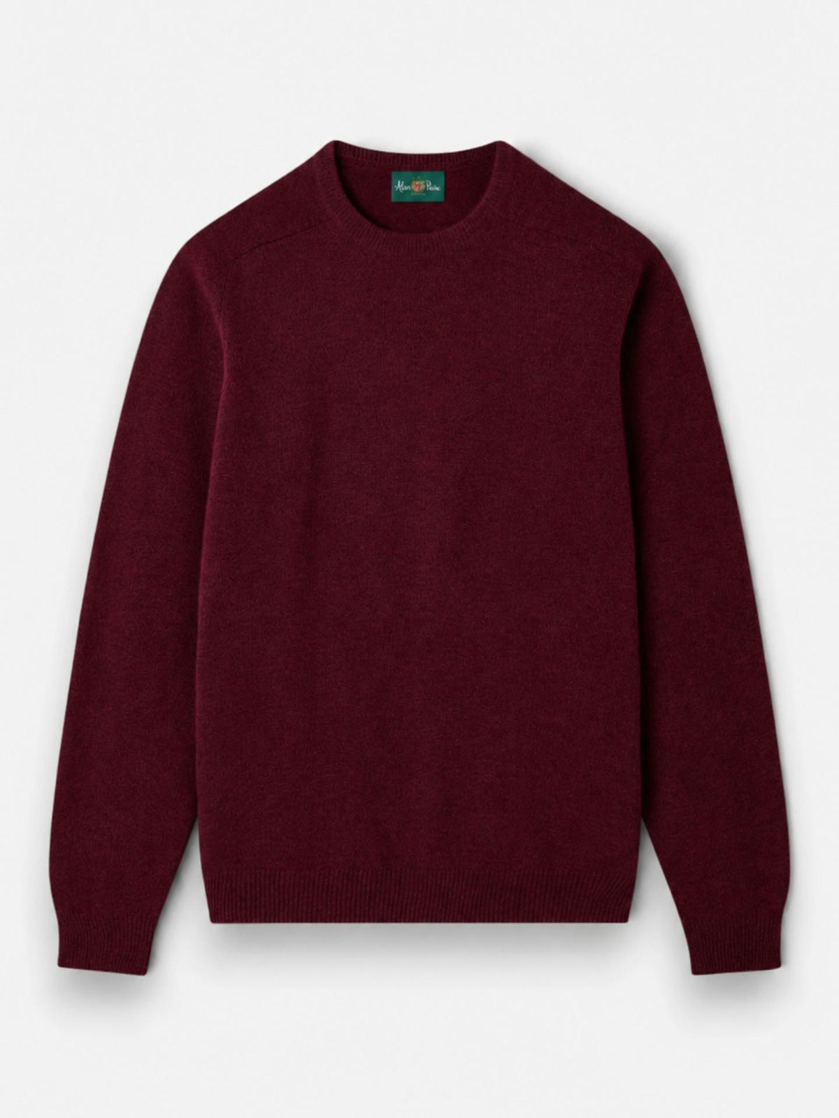 Bordeaux Crew Neck Lammullströja - Alan Paine