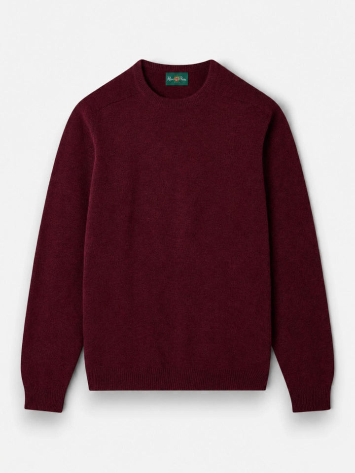 Bordeaux Crew Neck Lammullströja - Alan Paine