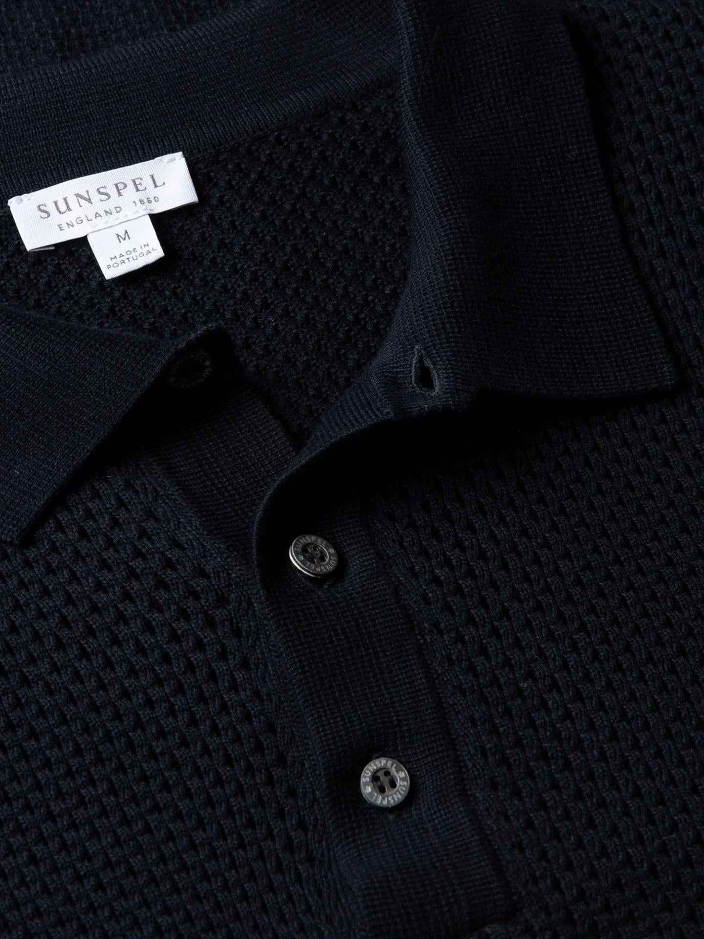 Navy Heavy Cotton Mesh Piké