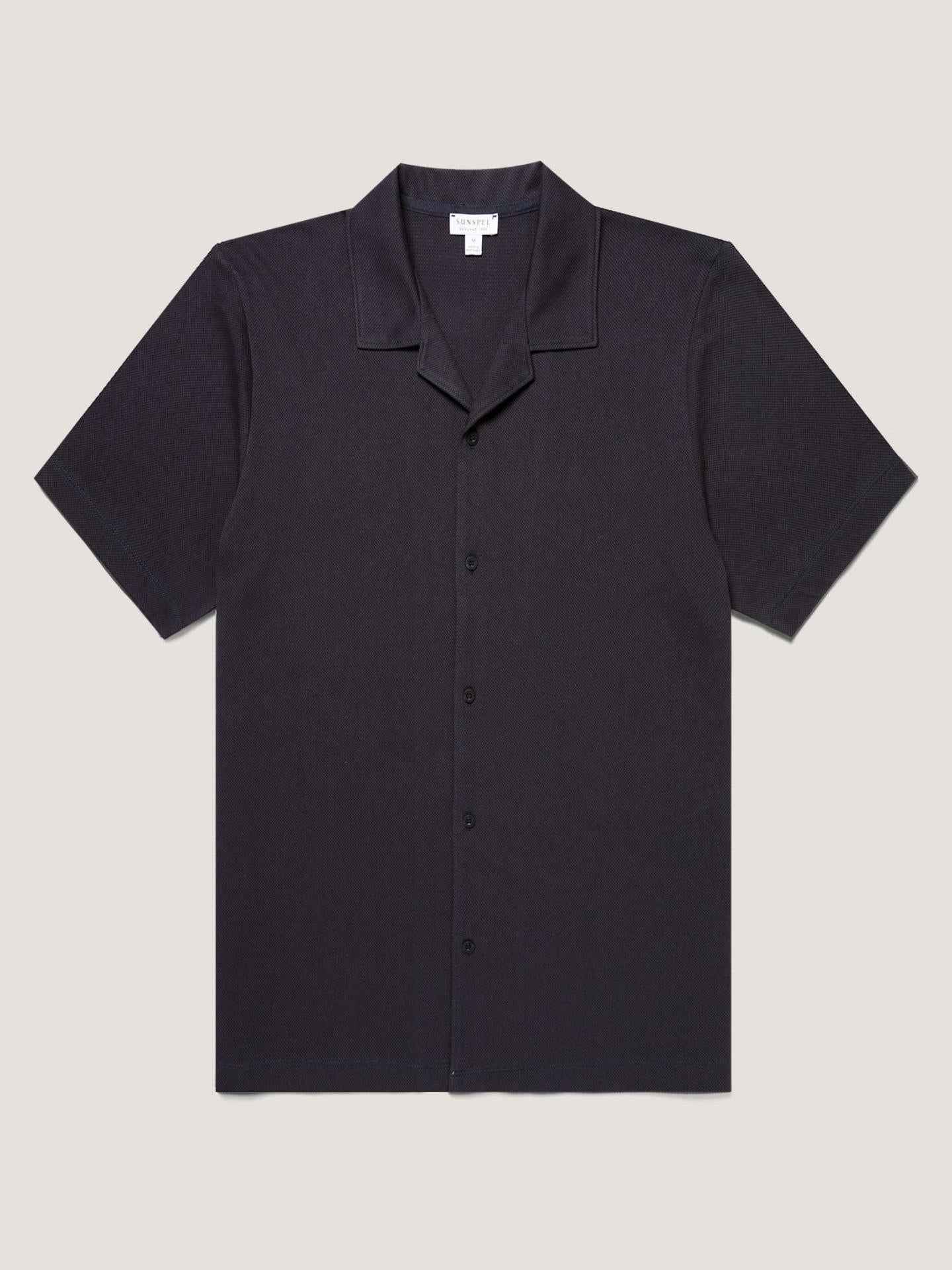 Navy Riviera Camp Collar Pikéskjorta