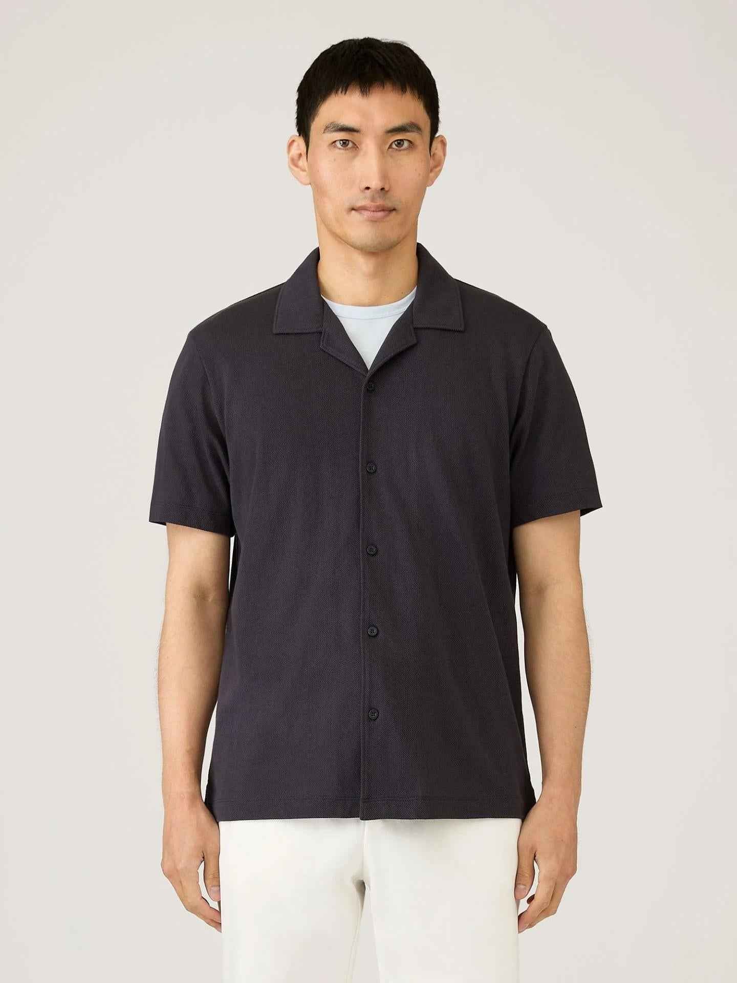 Navy Riviera Camp Collar Pikéskjorta