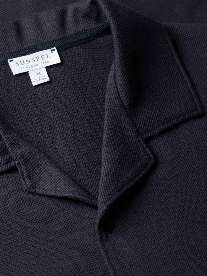 Navy Riviera Camp Collar Pikéskjorta