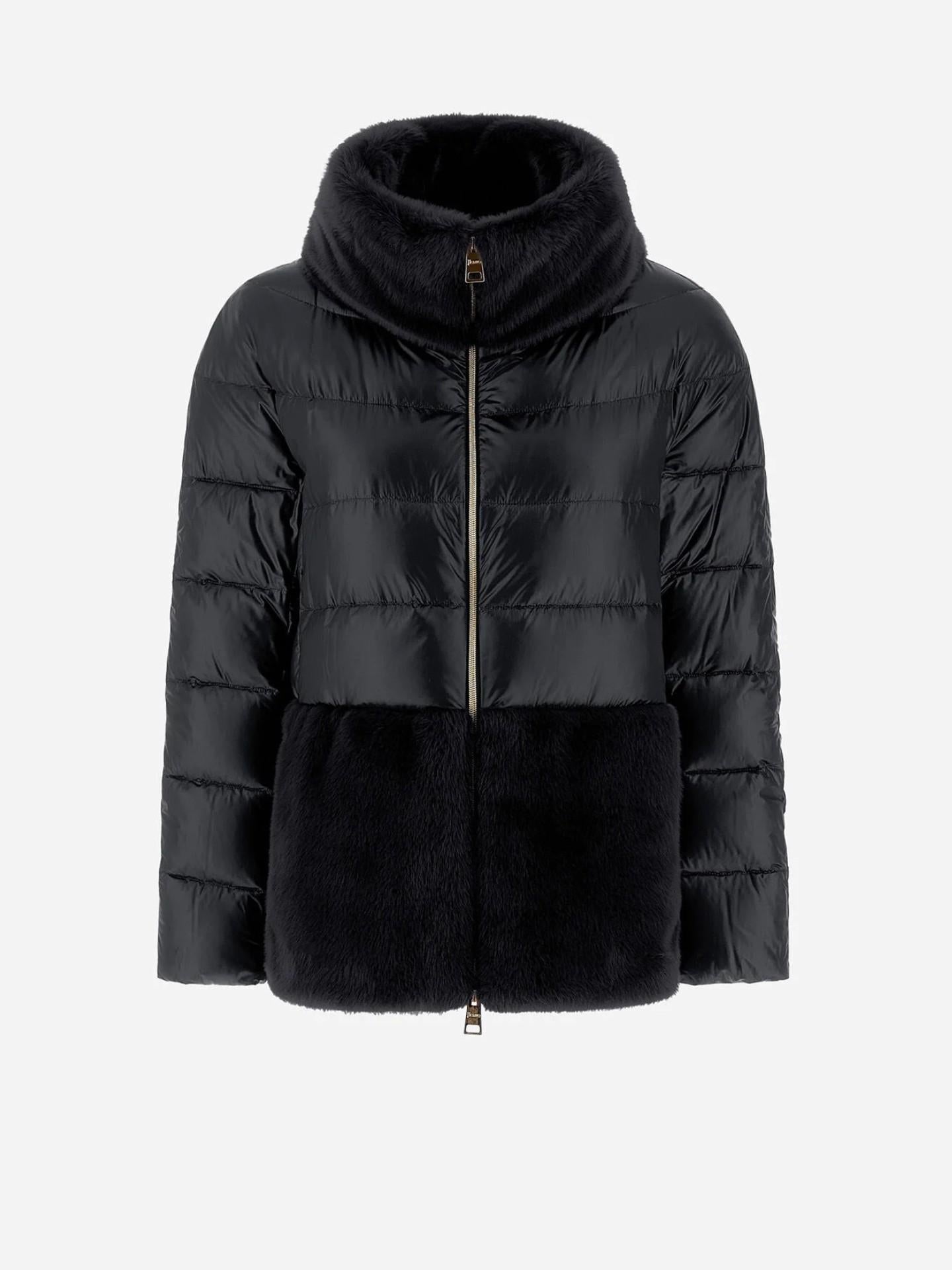 Nylon & Faux Fur Down Jacket