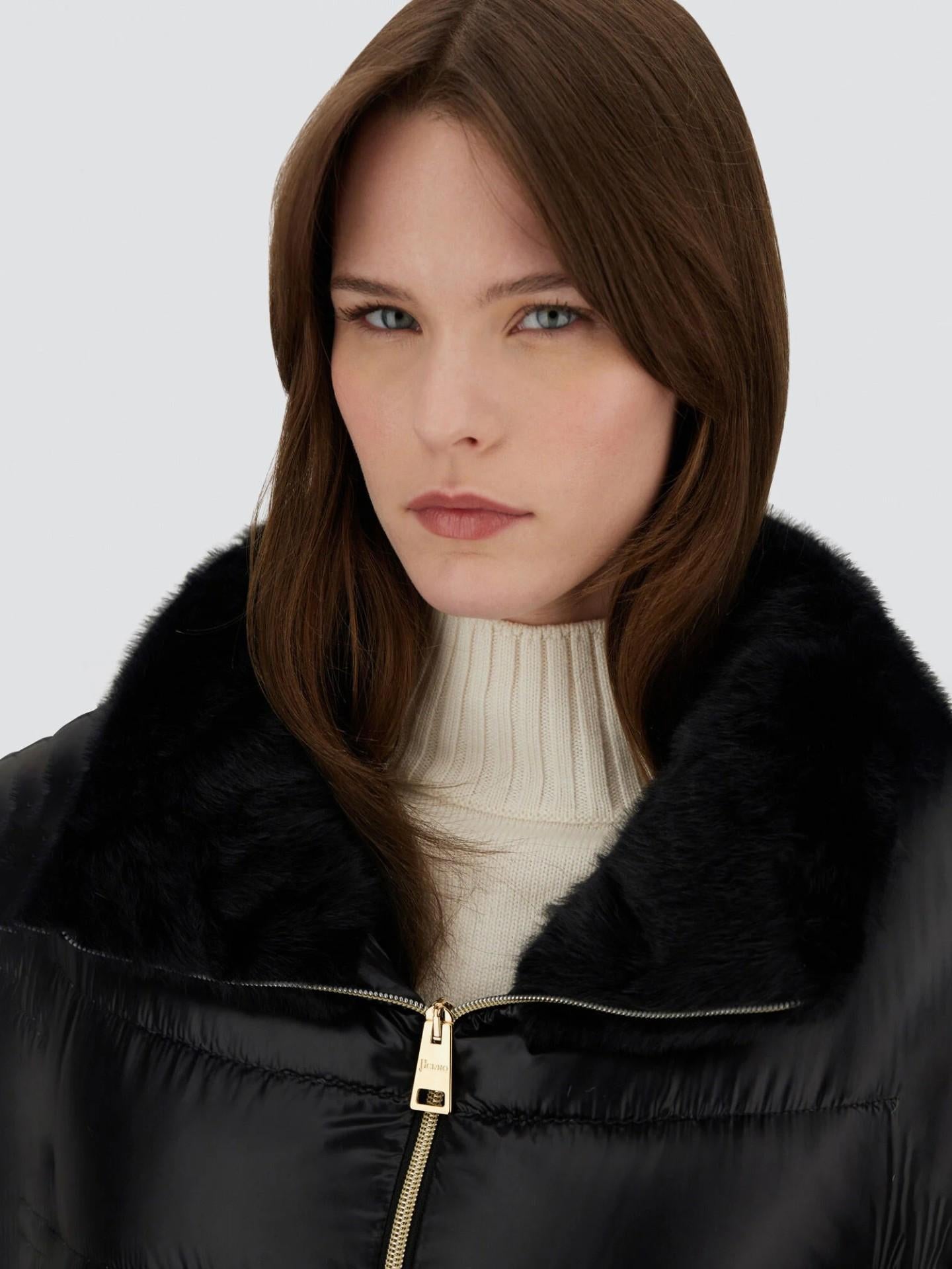 Nylon & Faux Fur Down Jacket