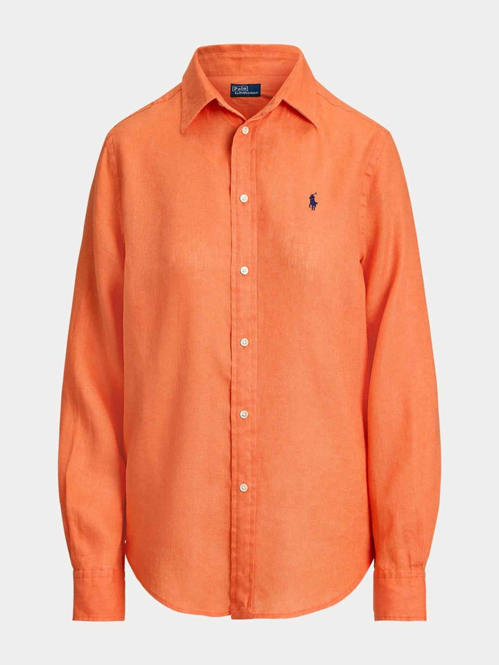 Orange Classic Fit Linneskjorta