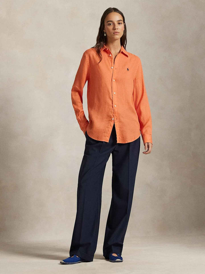 Orange Classic Fit Linneskjorta