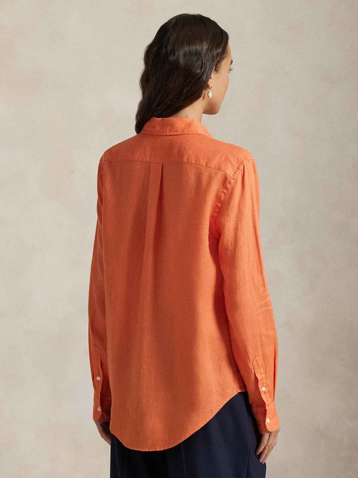 Orange Classic Fit Linneskjorta