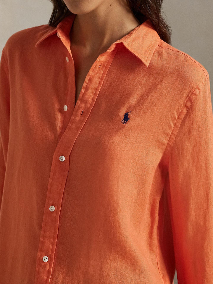 Orange Classic Fit Linneskjorta