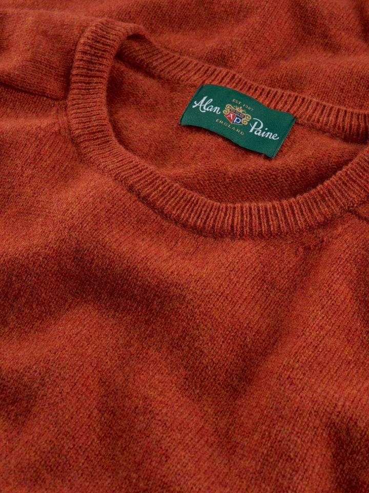 Orange Crew Neck Lammullströja - Alan Paine