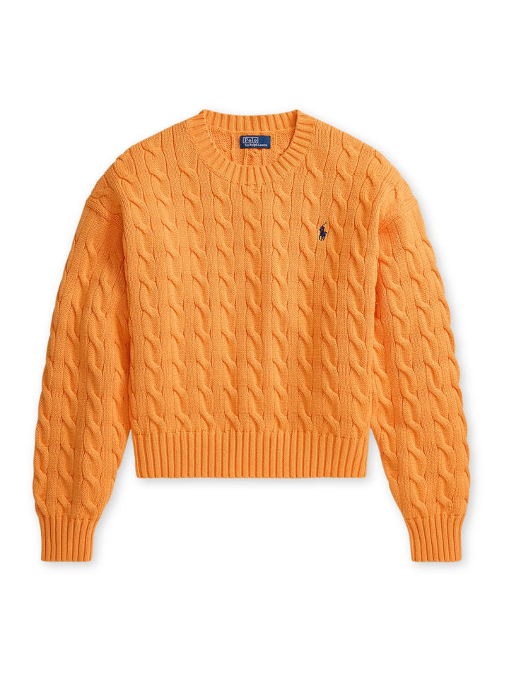 Orange Kabelstickad Bomullströja - Polo Ralph Lauren