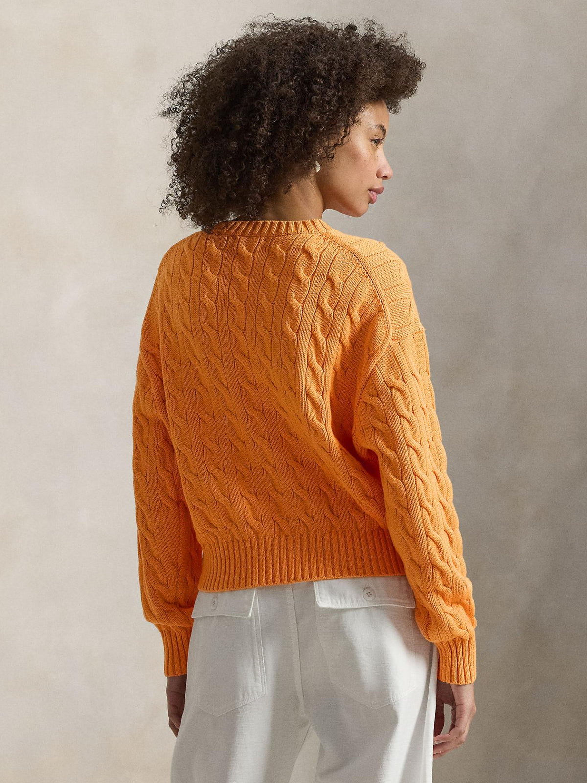 Orange Kabelstickad Bomullströja - Polo Ralph Lauren