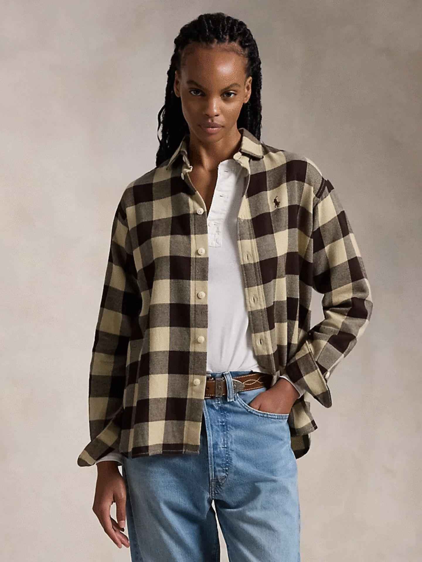 Oversize Rutig Flanellskjorta