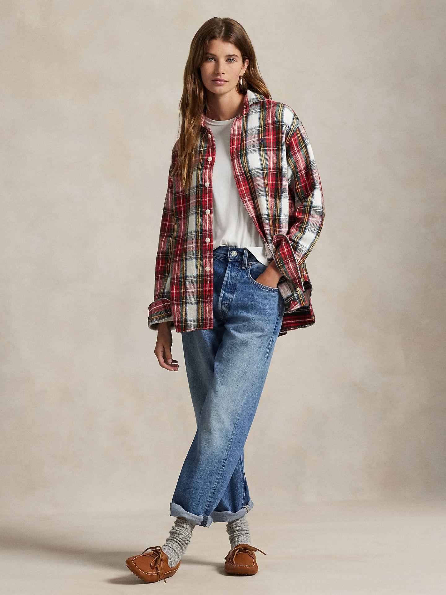 Oversize Rutig Twillskjorta
