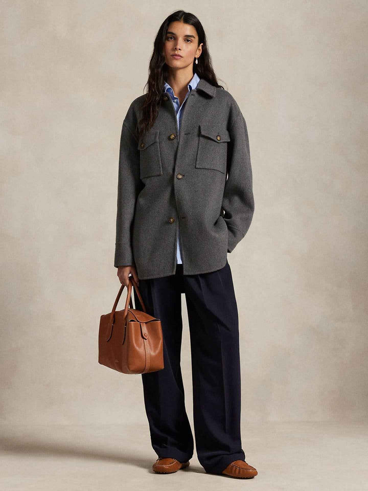 Oversize Skjortjacka i Ull