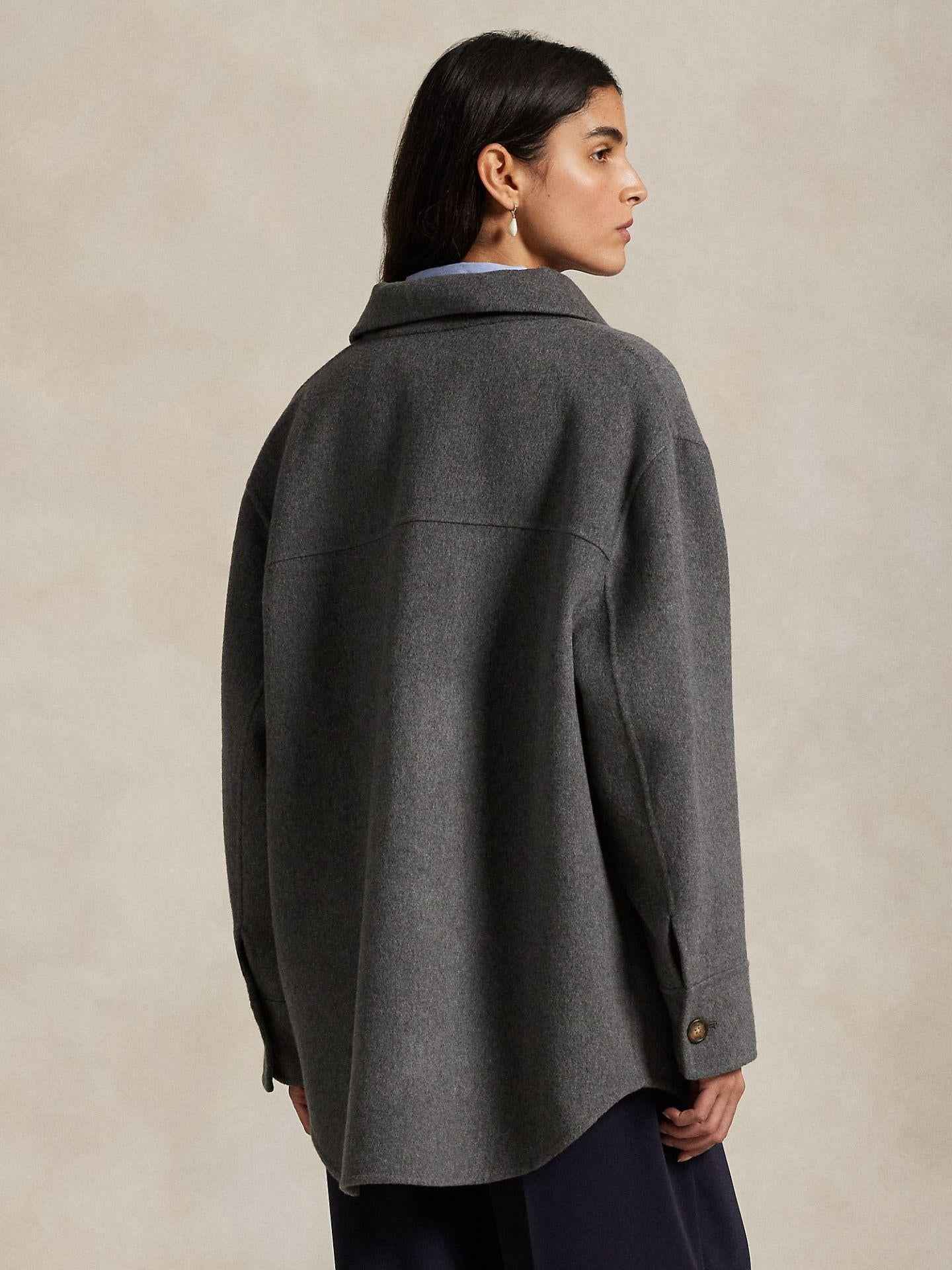 Oversize Skjortjacka i Ull