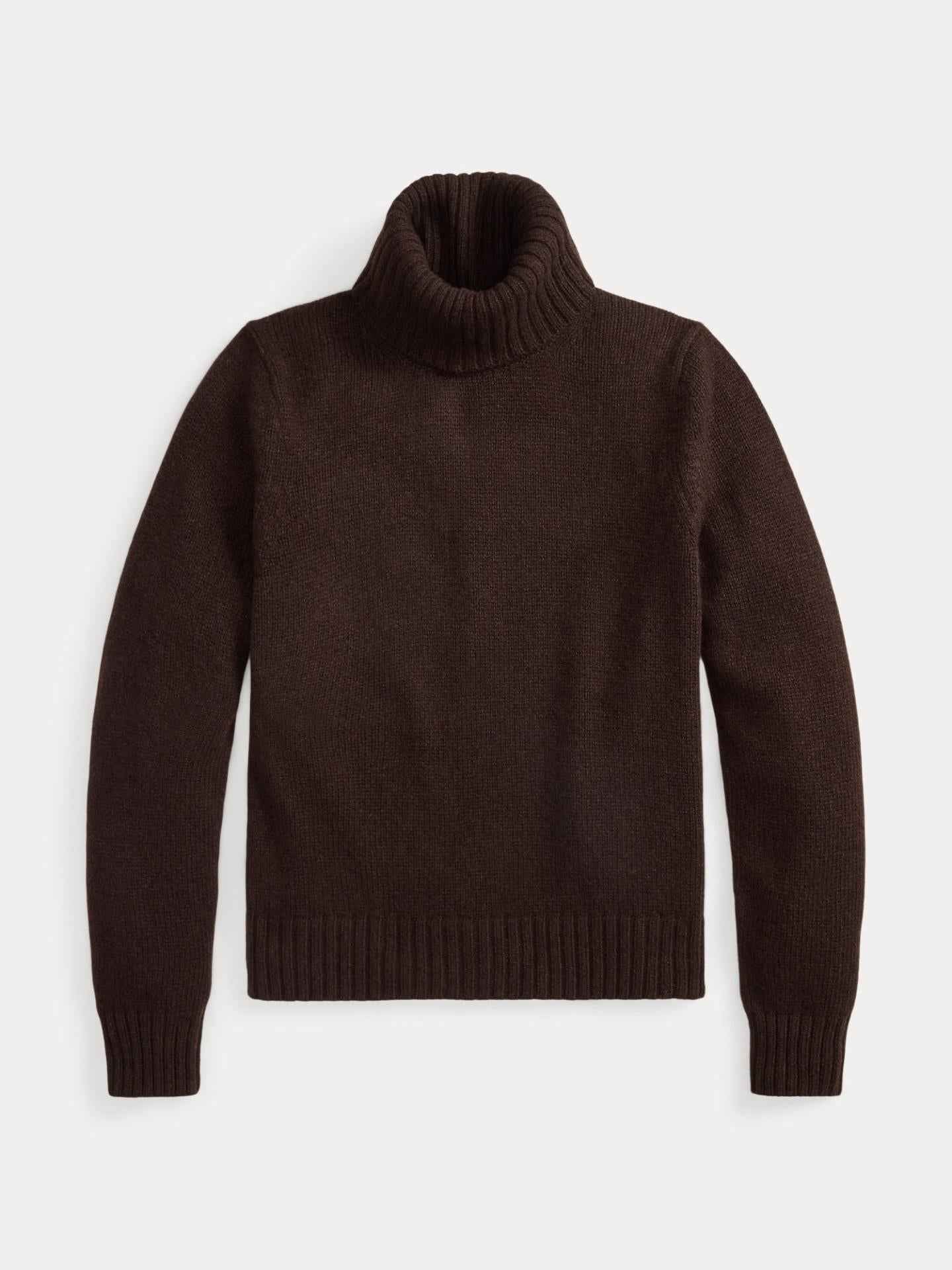 Mörkbrun Oversize Stickad Polotröja i Ull