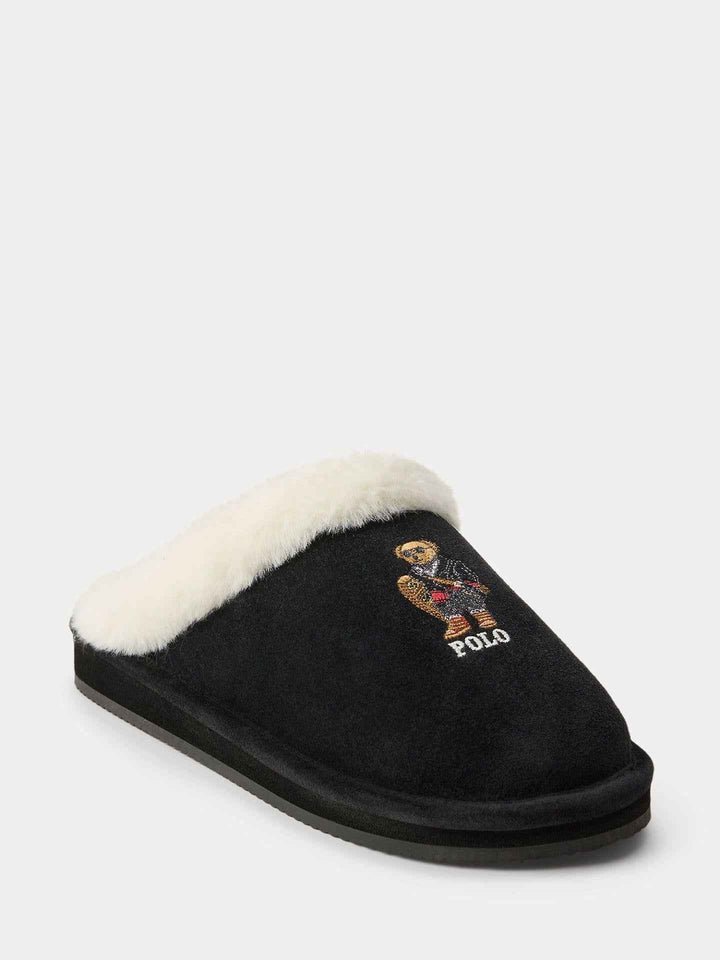 Polo Bear Suede Faux-Fur Slipper
