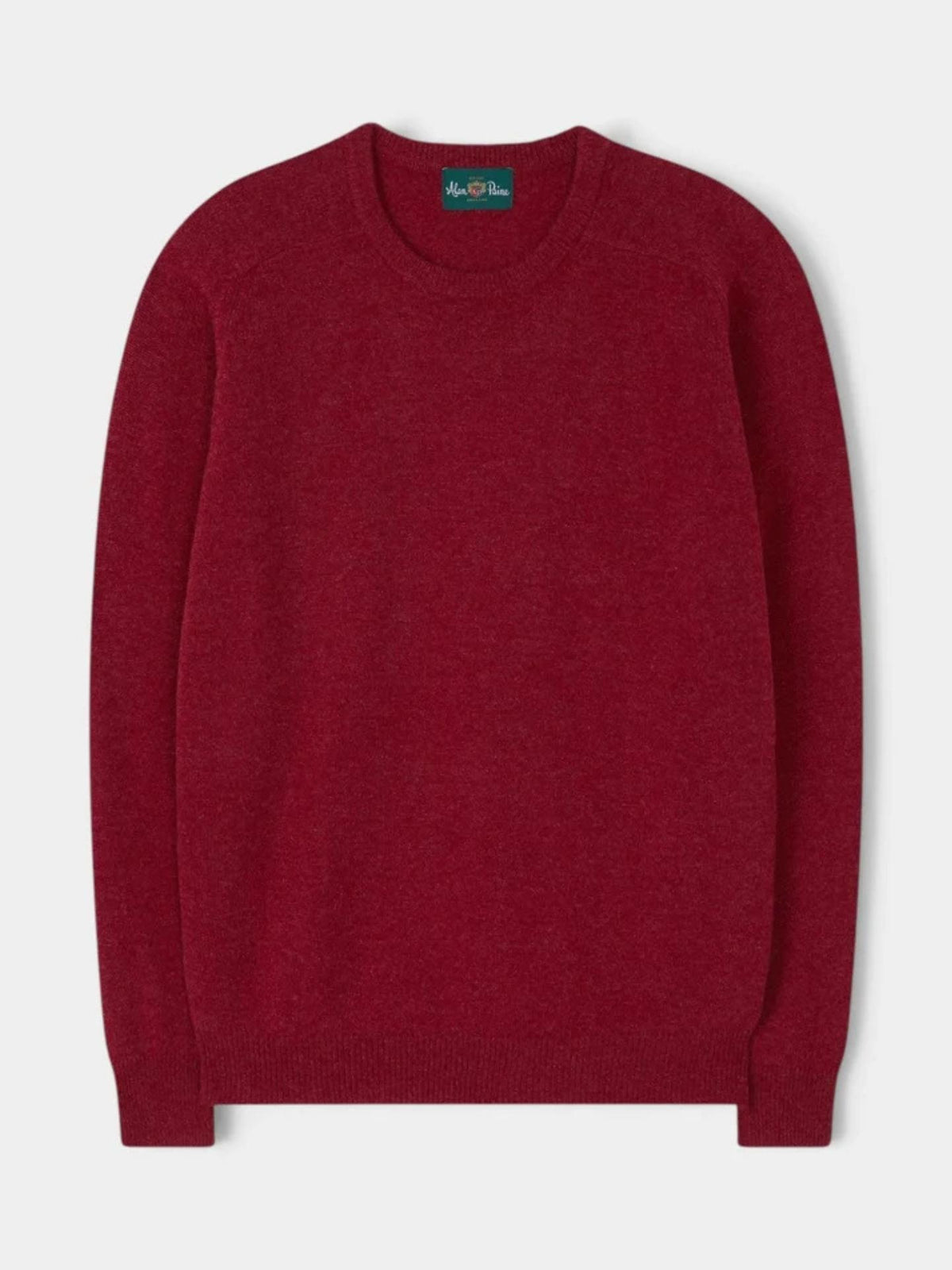 Röd Crew Neck Lammullströja - Alan Paine