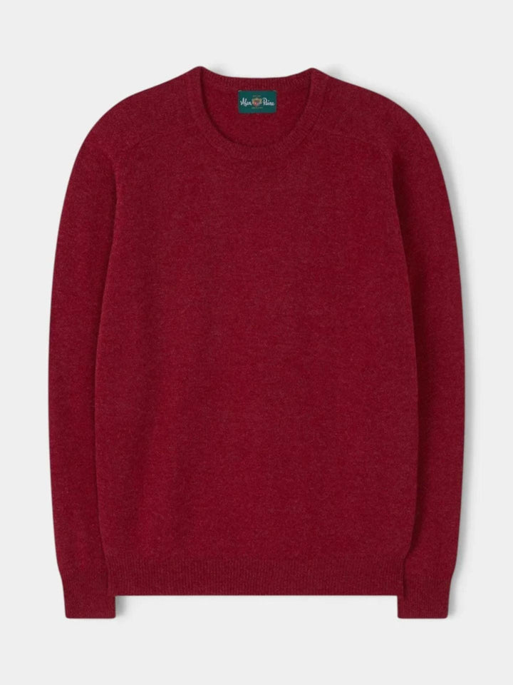 Röd Crew Neck Lammullströja - Alan Paine