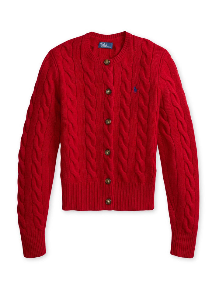 Röd Kabelstickad Cardigan i Ull / Kashmir - Polo Ralph Lauren