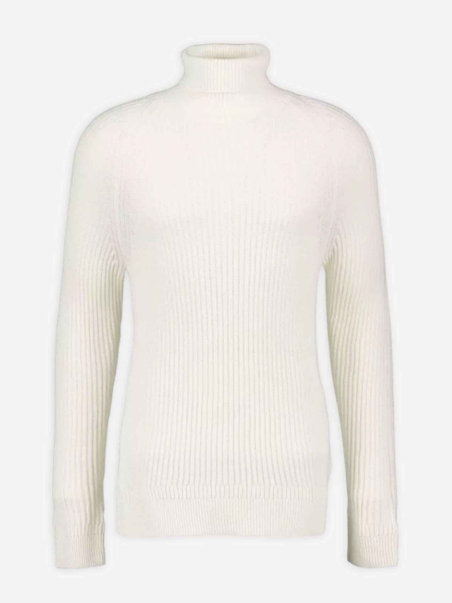 Ribbstickad Turtleneck i Virgin Wool