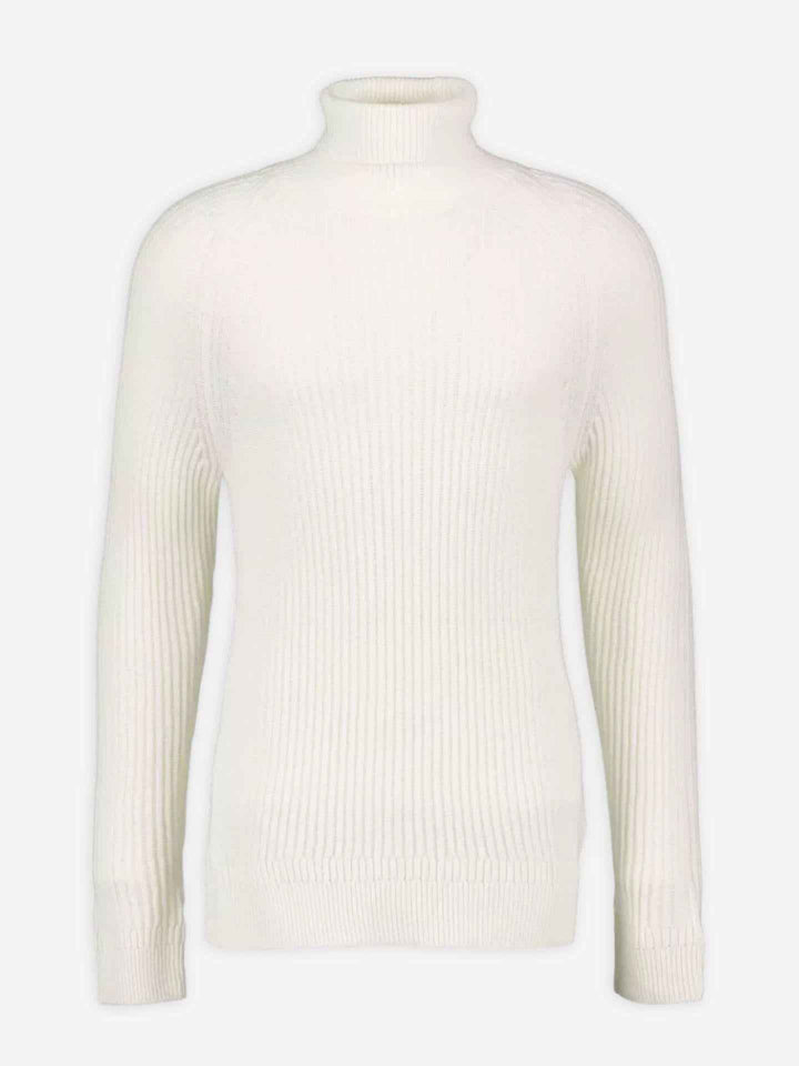 Ribbstickad Turtleneck i Virgin Wool