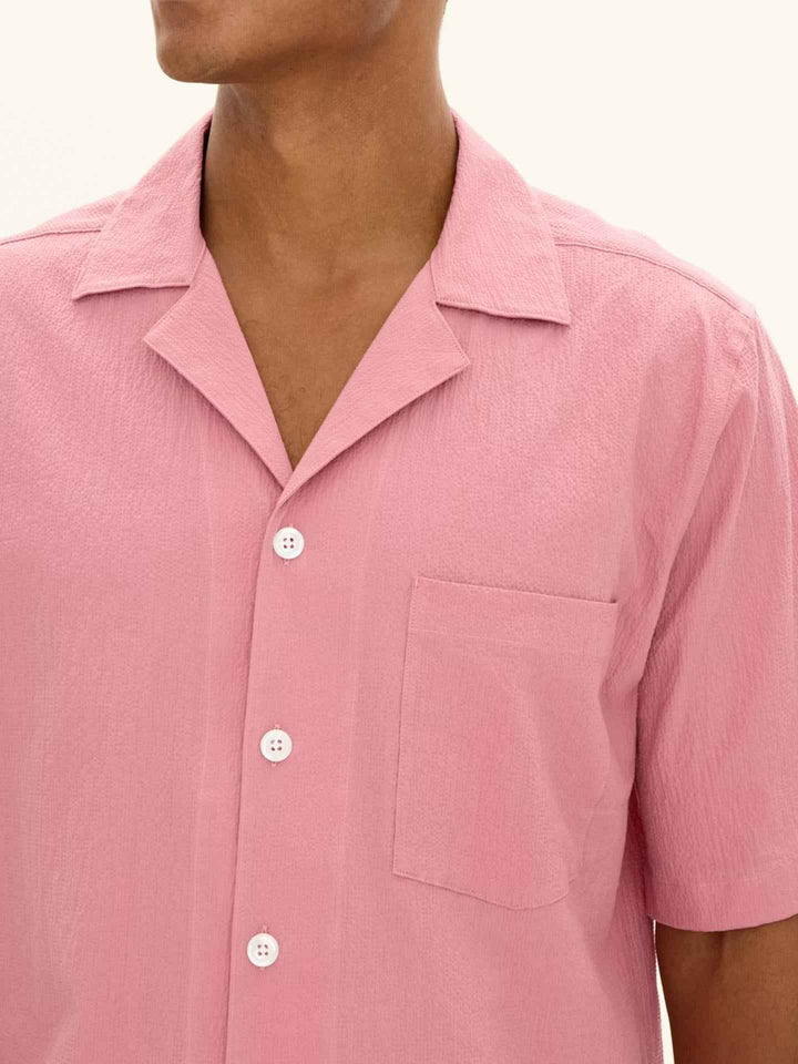 Rosa Kortärmad Seersuckerskjorta