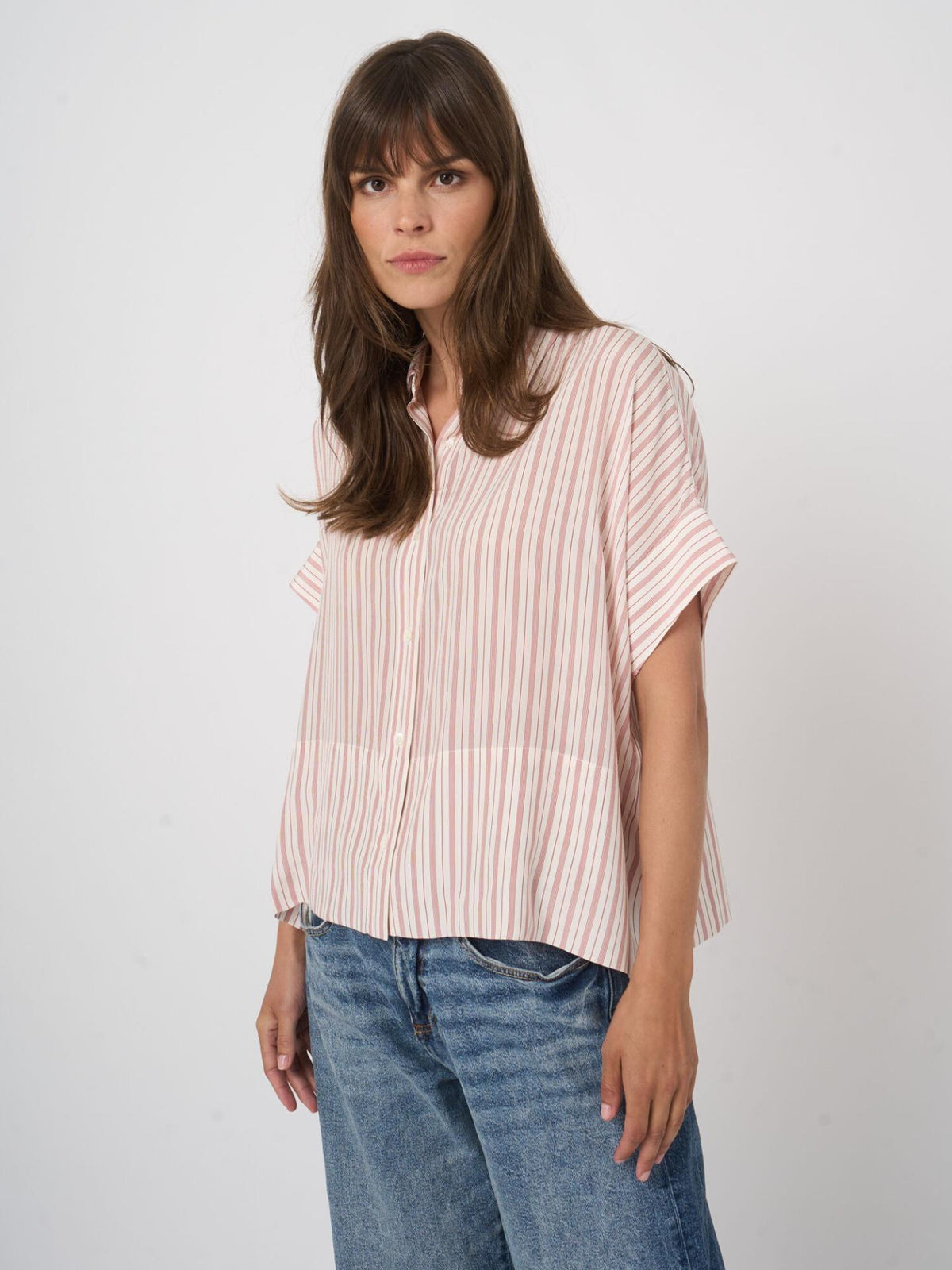 Rosa Randig Sidenblus - Repeat