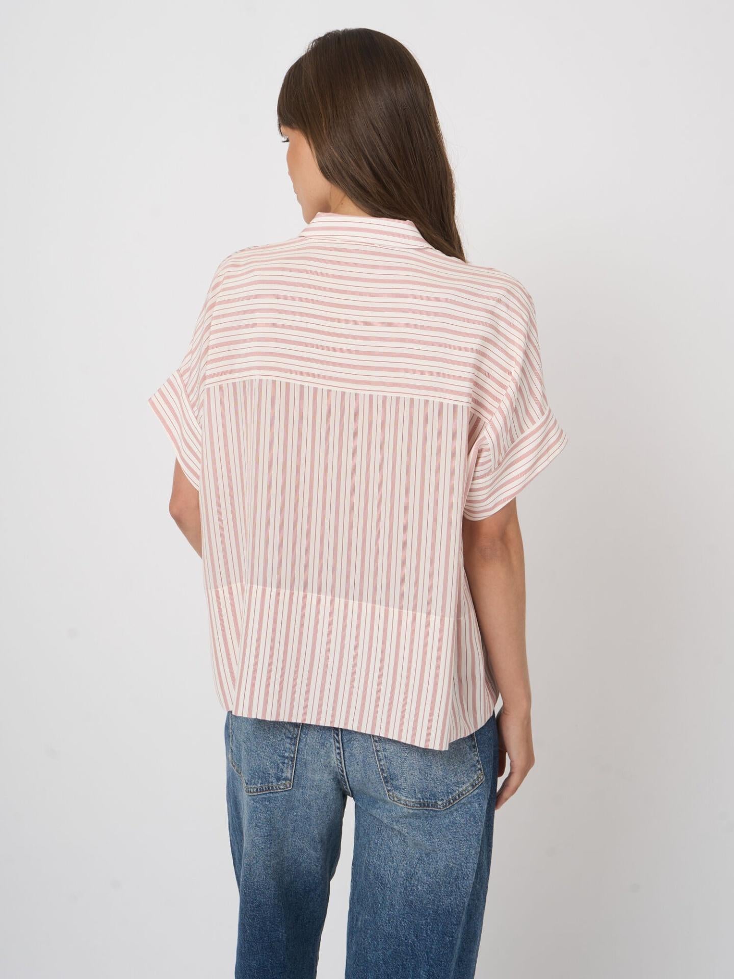 Rosa Randig Sidenblus - Repeat