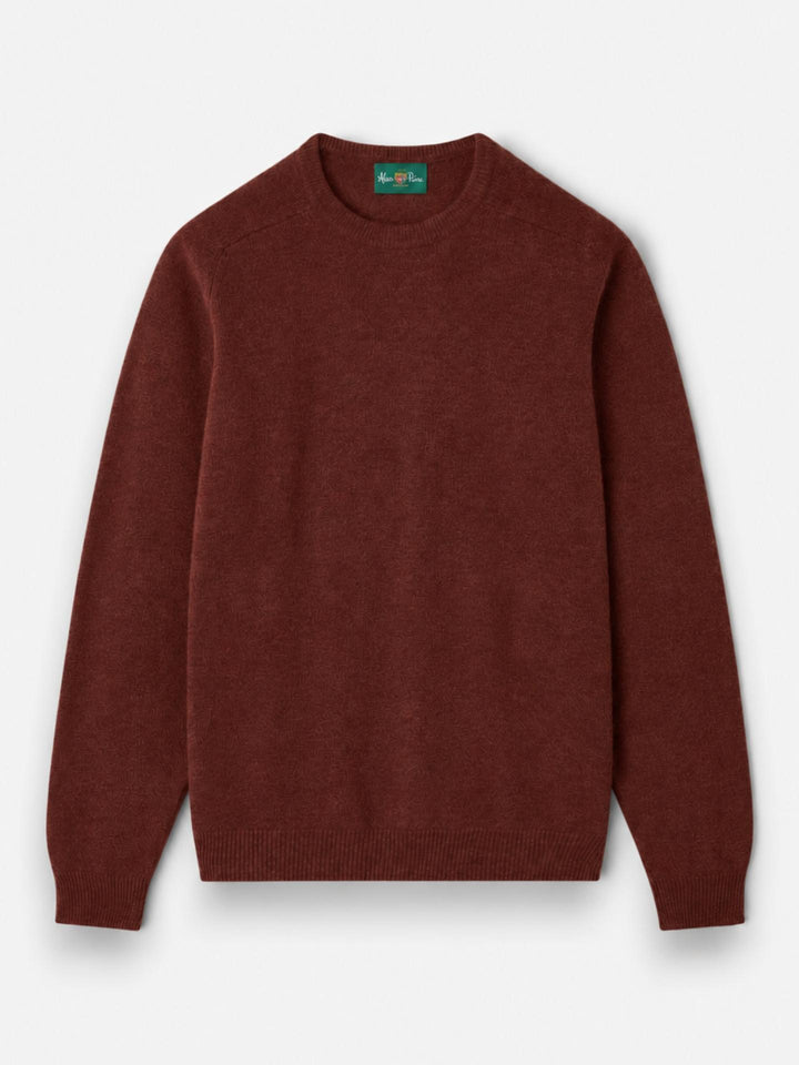 Rostbrun Crew Neck Lammullströja - Alan Paine