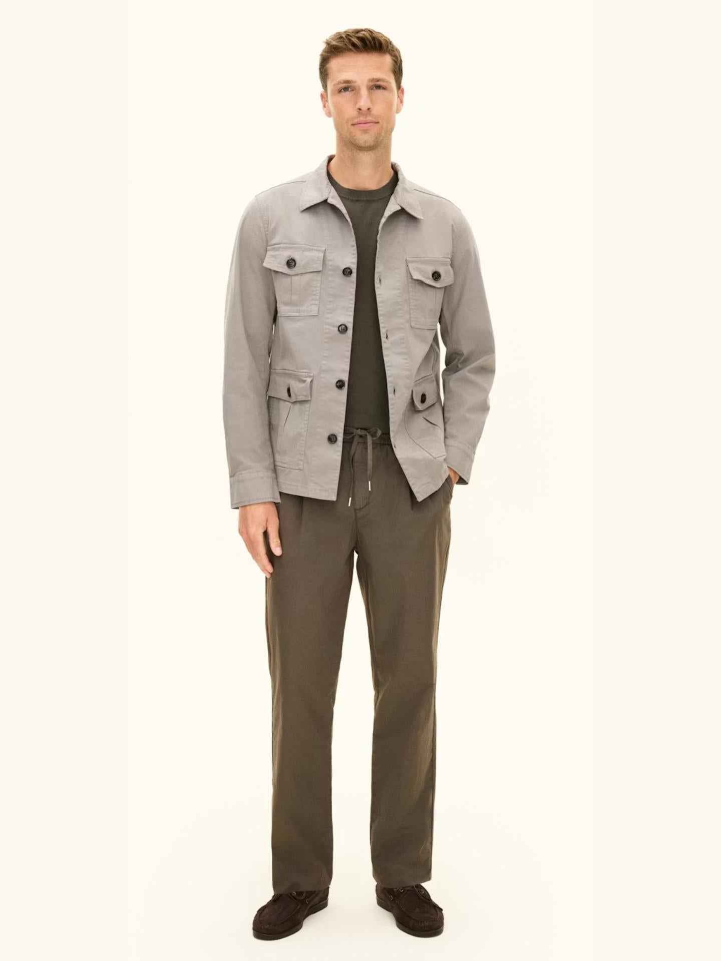 Grågrön Safari Overshirt i Bomullsstretch