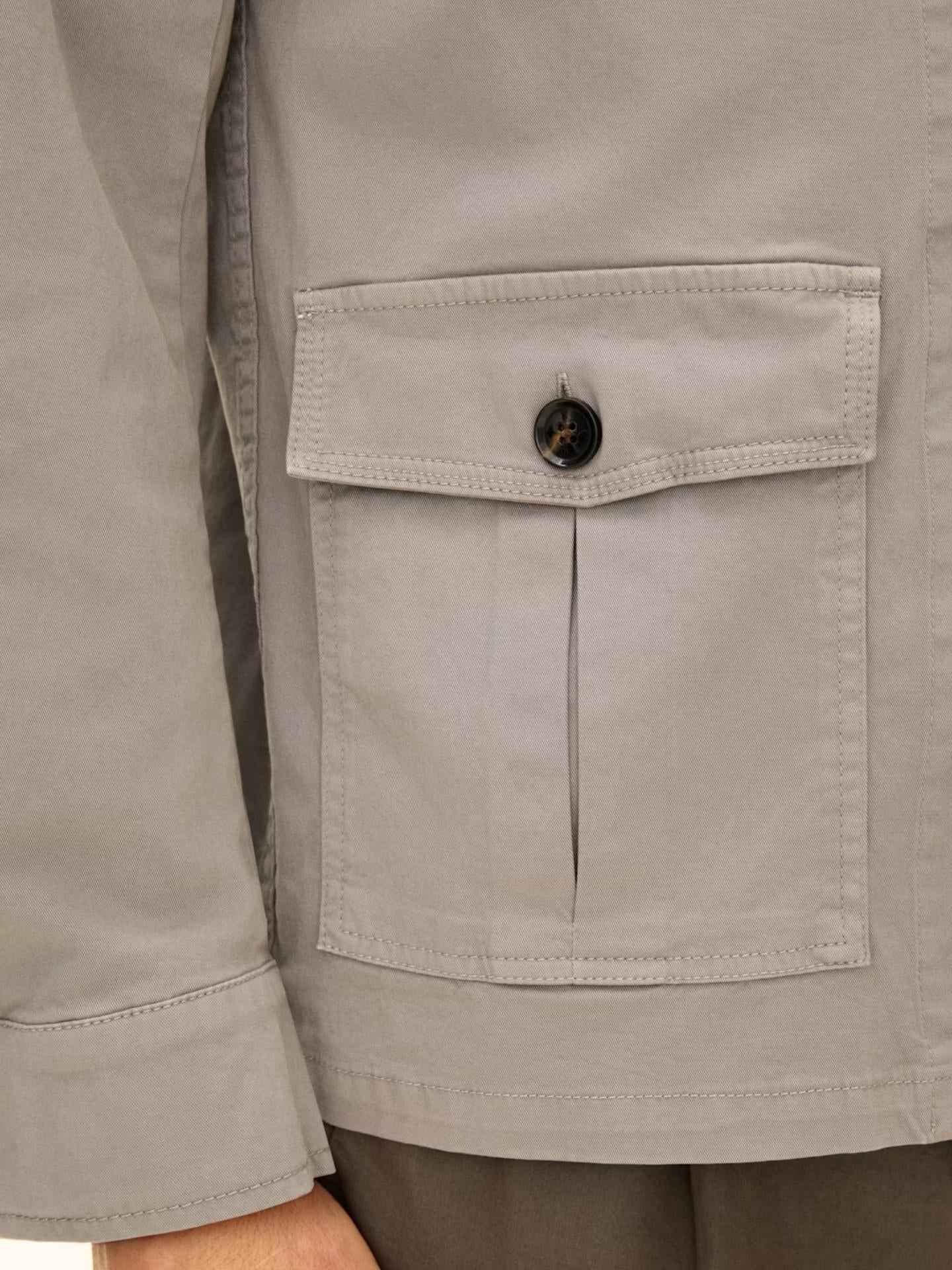 Grågrön Safari Overshirt i Bomullsstretch