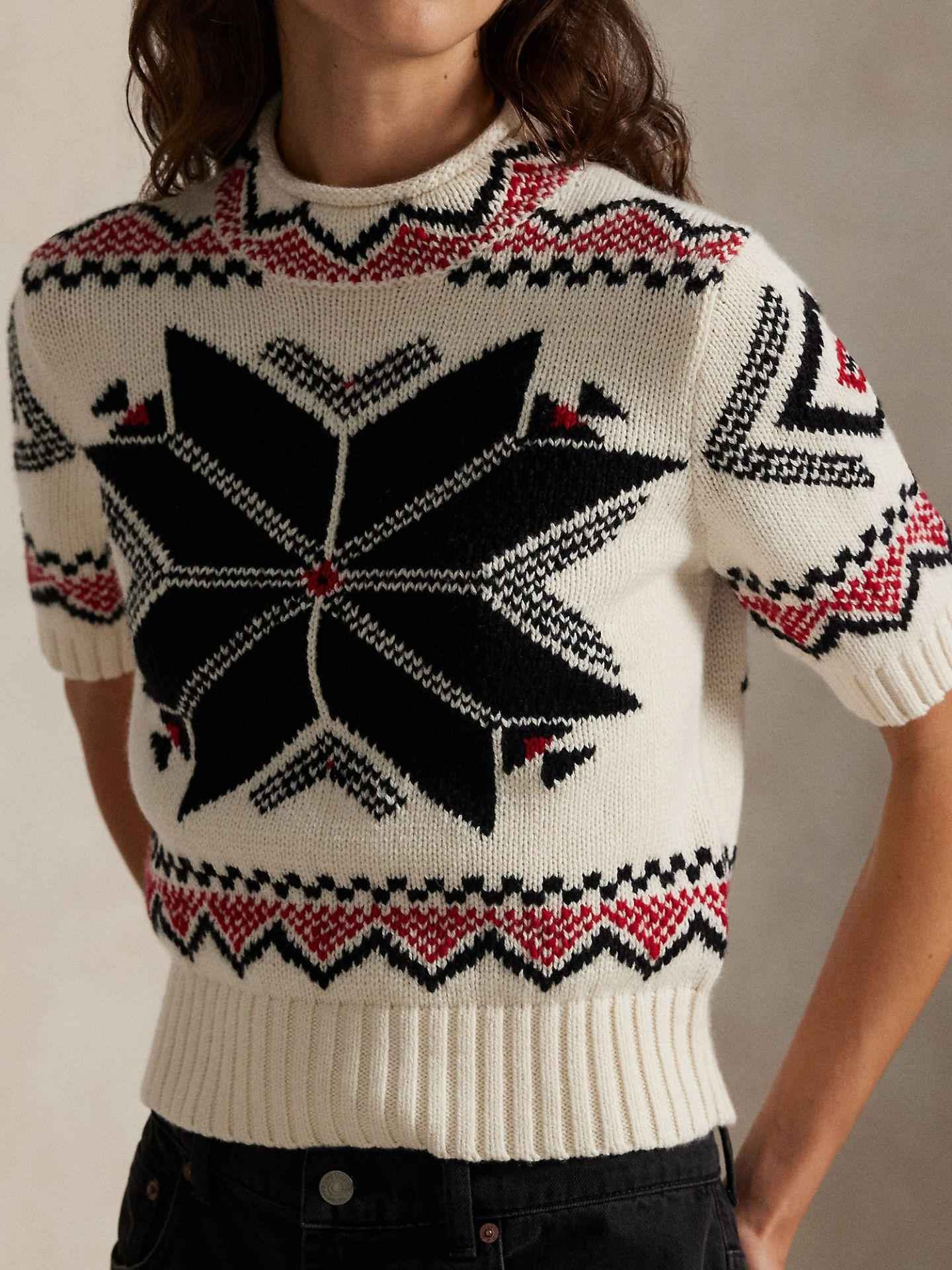 Stickad Snowflake Mockneck Tröja