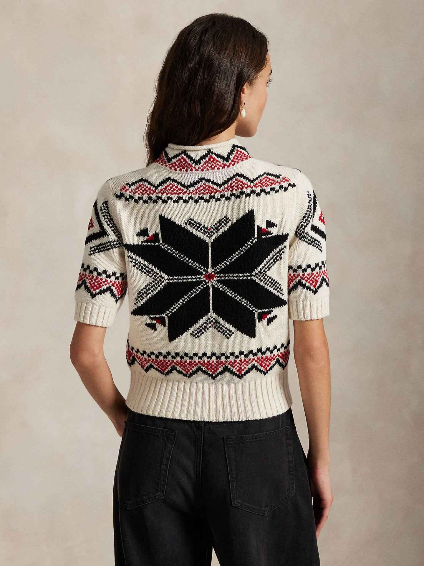 Stickad Snowflake Mockneck Tröja