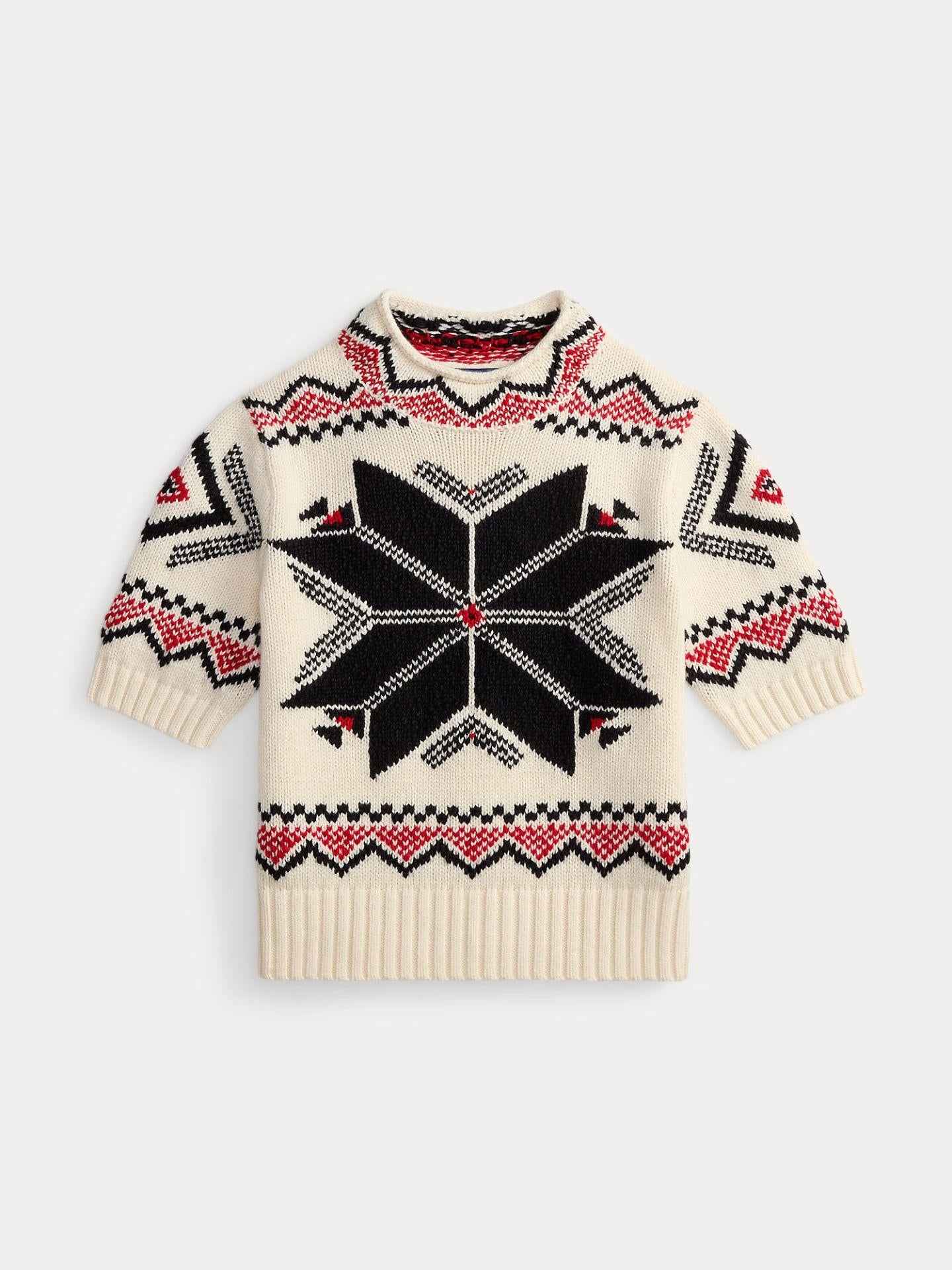 Stickad Snowflake Mockneck Tröja