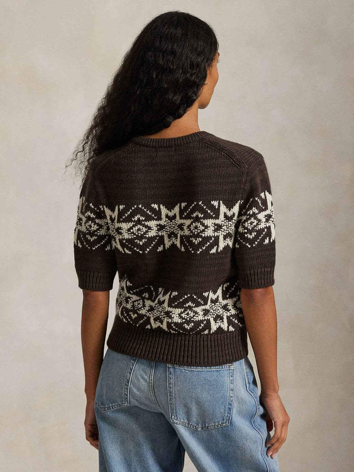 Stickad Snowflake V-hals Tröja