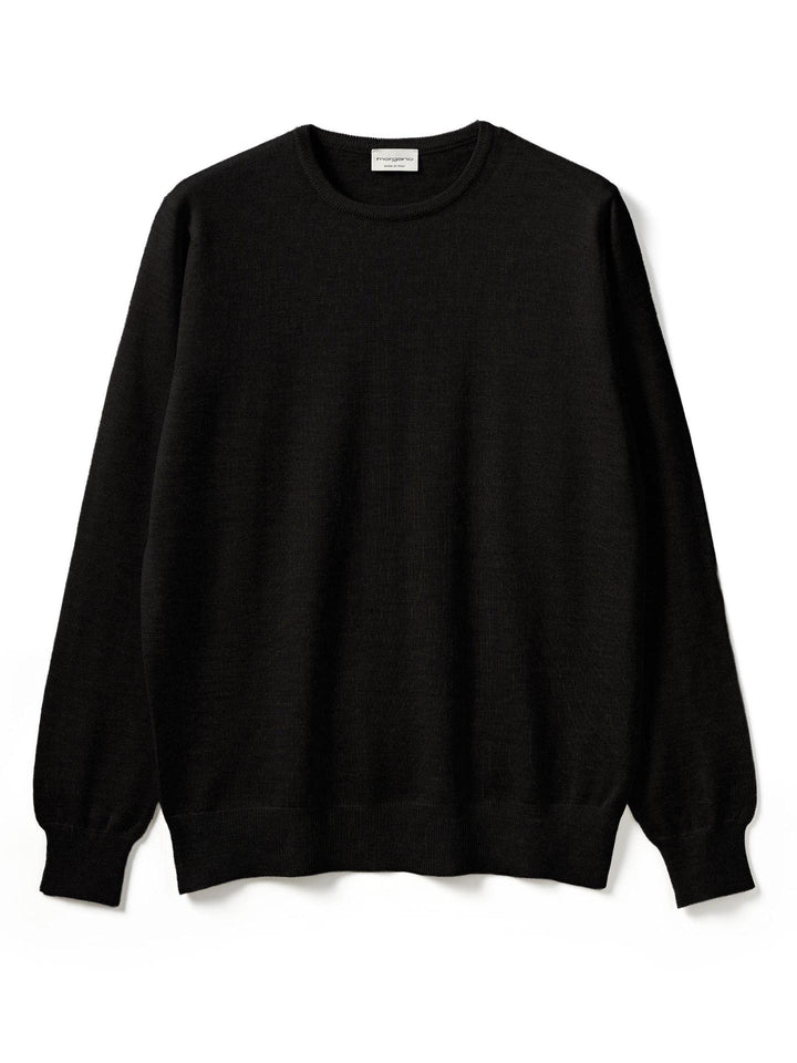 Svart Extra Fine Merino Crewneck - Morgano