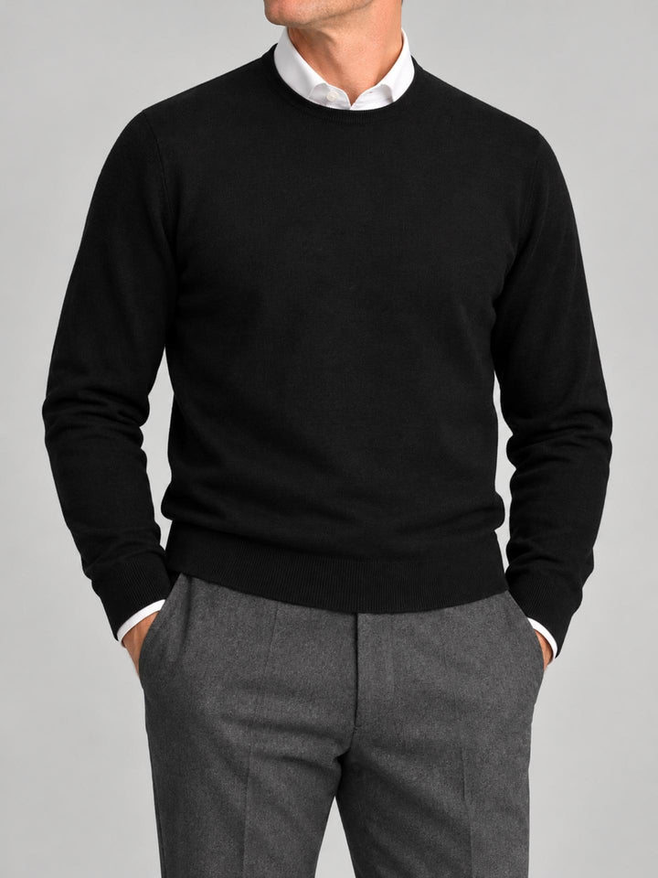 Svart Extra Fine Merino Crewneck - Morgano