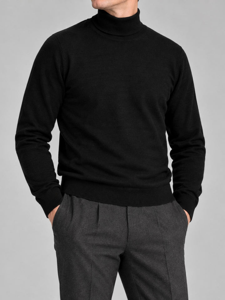 Svart Extra Fine Merino Turtleneck - Morgano