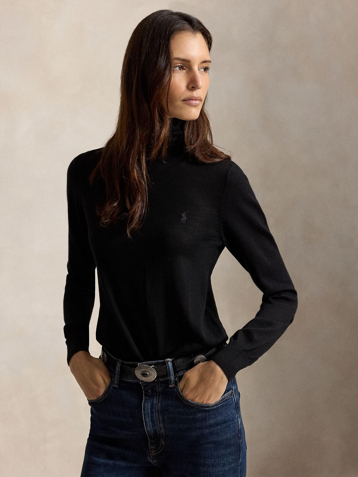 Svart Finstickad Polotröja i Merinoull - Polo Ralph Lauren