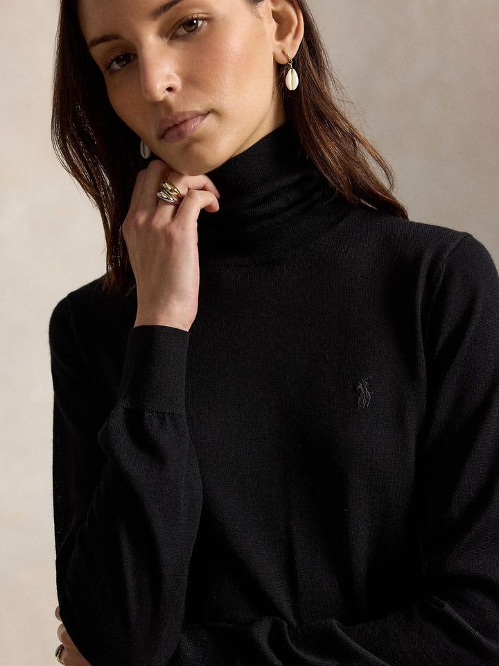 Svart Finstickad Polotröja i Merinoull - Polo Ralph Lauren