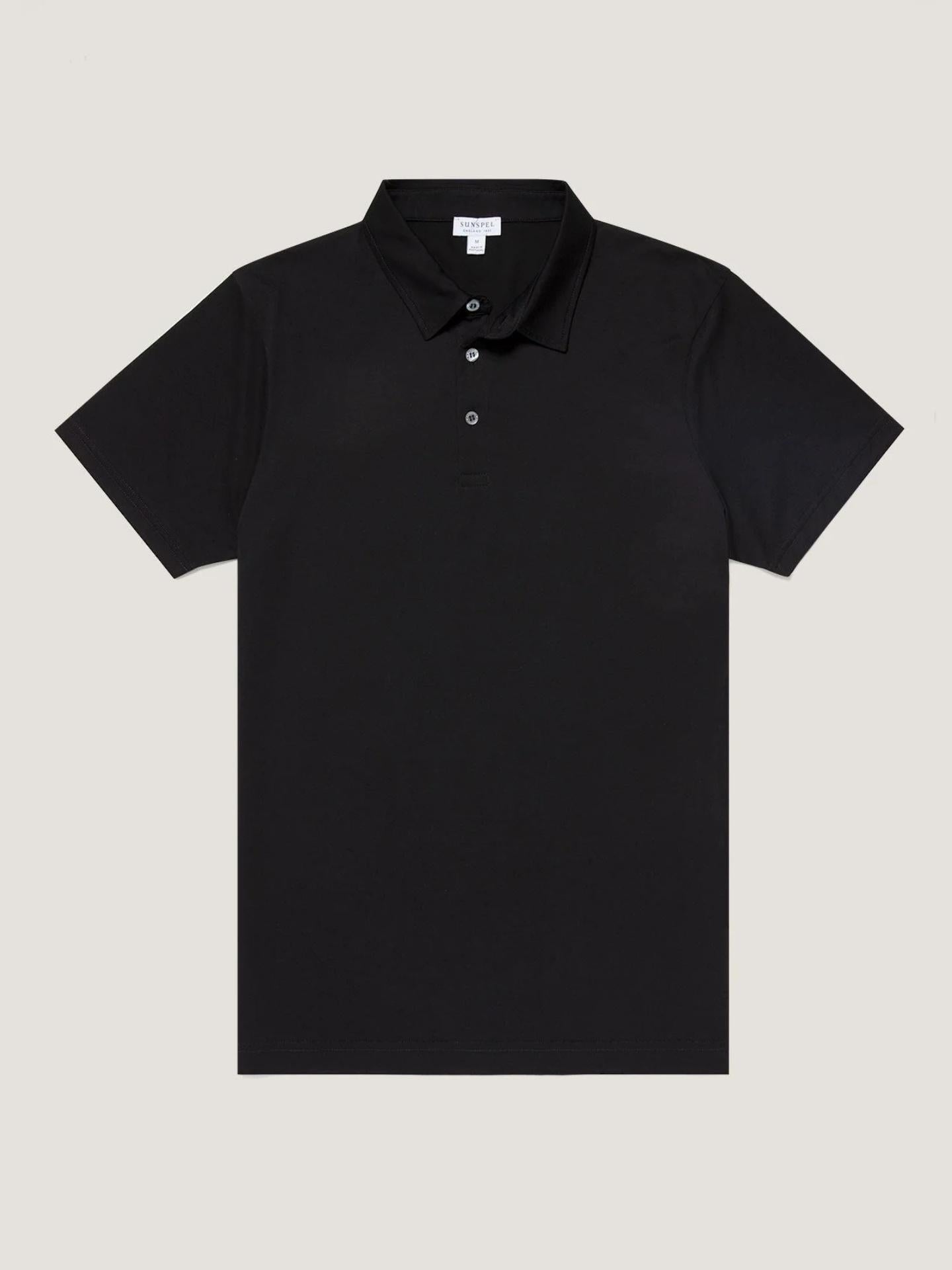 Sunspel - Svart Classic Jersey Pikétröja
