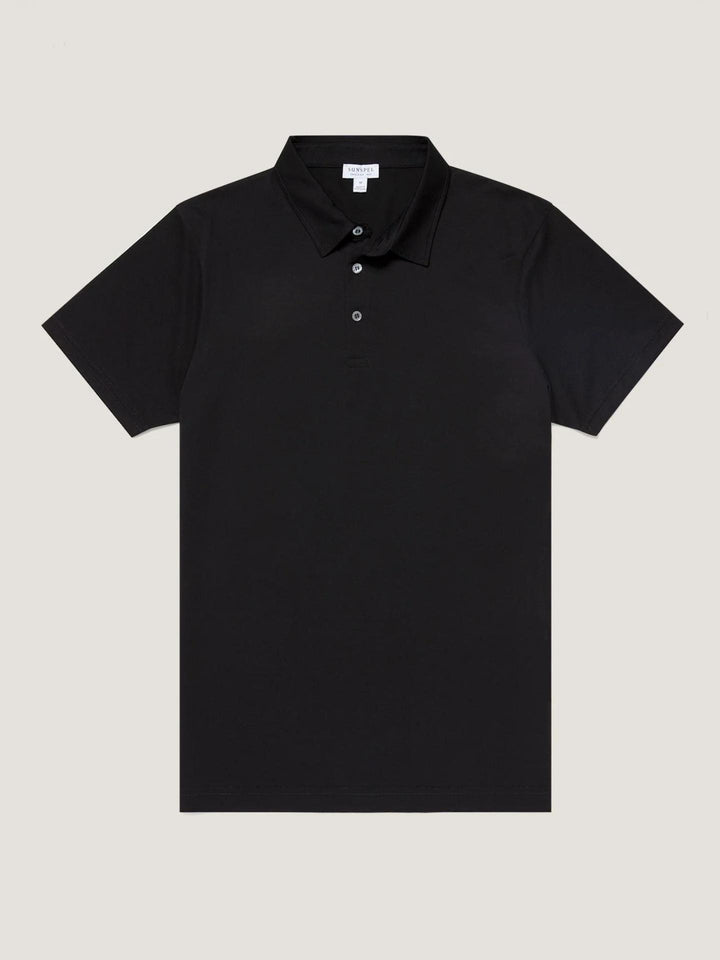 Sunspel - Svart Classic Jersey Pikétröja