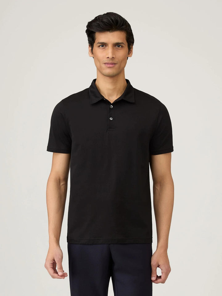 Sunspel - Svart Classic Jersey Pikétröja