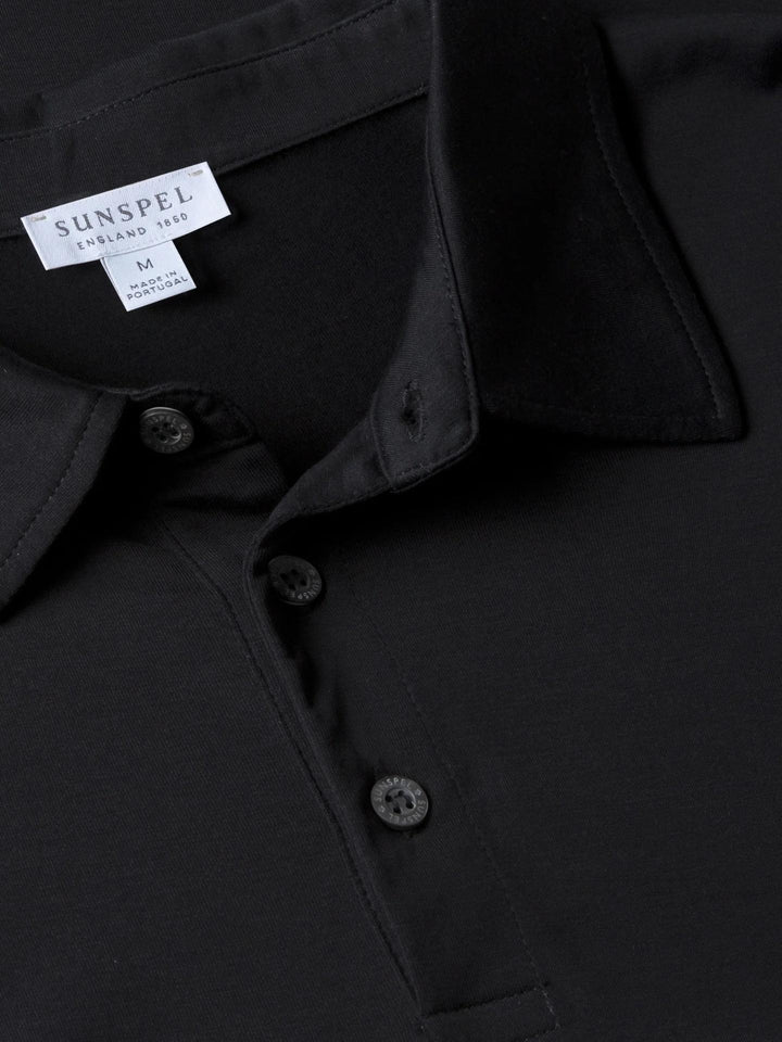 Sunspel - Svart Classic Jersey Pikétröja